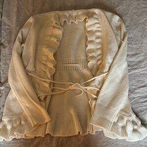 Elle Cream Ruffle Cardigan